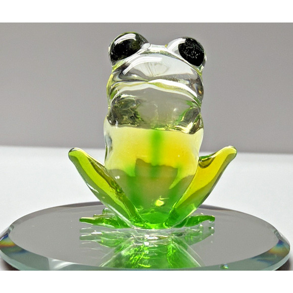 Vintage Glass Baron Green Frog On Mirror Smiling - Picture 4 of 12